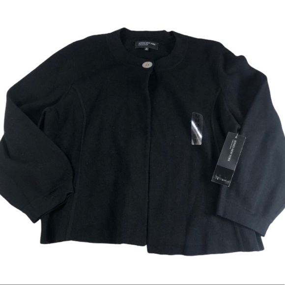 Jones New York 📌 medium NWT black cape jacket, heavy material one top button - Picture 1 of 9